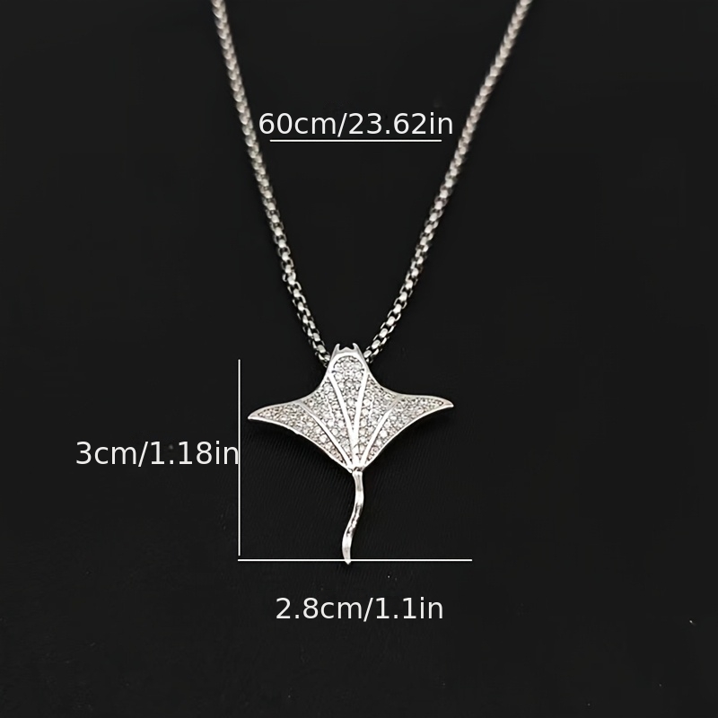 Women's Stainless Steel Manta Ray Pendant Necklace with Box Chain
